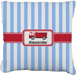 Firetruck Faux-Linen Throw Pillow (Personalized)