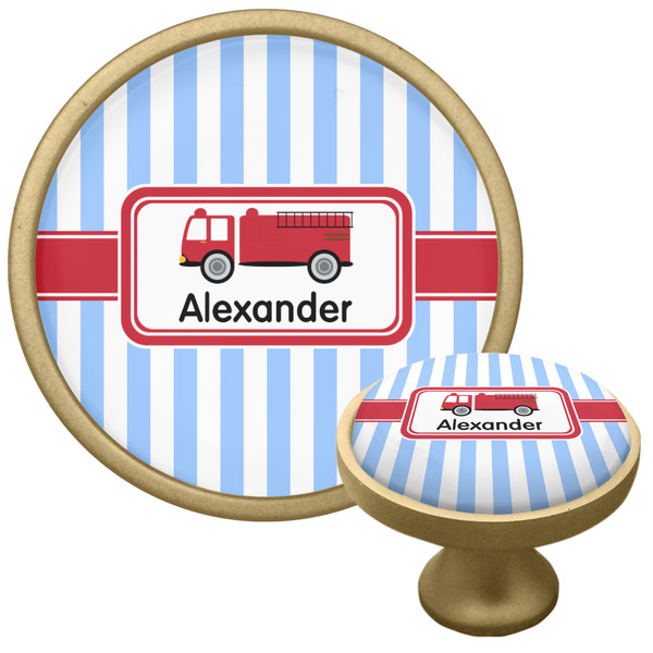 Firetruck Cabinet Knob - Gold - Multi Angle