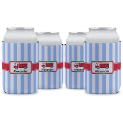 Firetruck Can Cooler (12 oz) - Set of 4 w/ Name or Text