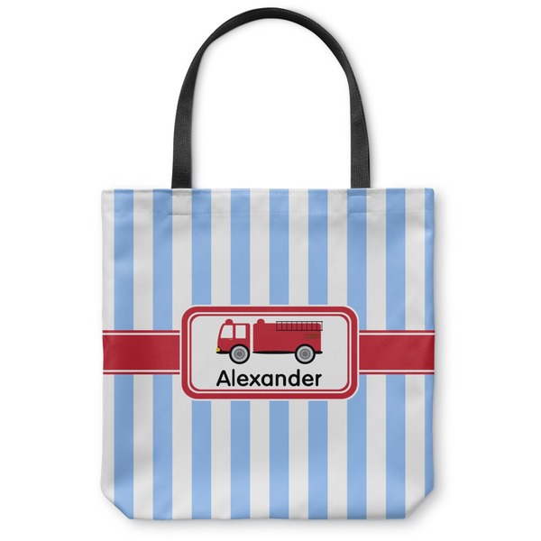 Custom Firetruck Canvas Tote Bag - Small - 13"x13" (Personalized)