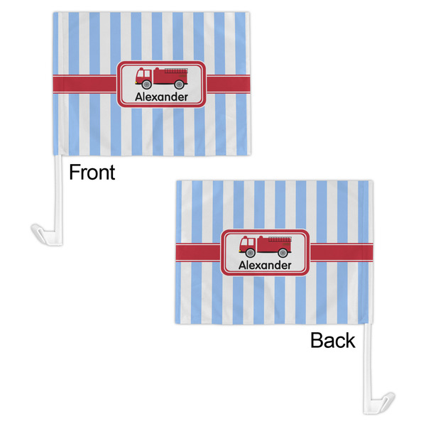 Firetruck Car Flag - 11" x 8" - Front & Back View