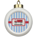 Firetruck Ceramic Ball Ornament (Personalized)
