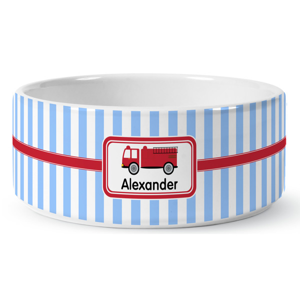 Firetruck Ceramic Dog Bowl - Medium - Front