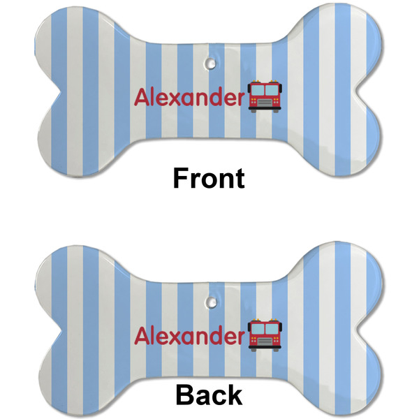 Firetruck Ceramic Flat Ornament - Bone Front & Back (APPROVAL)