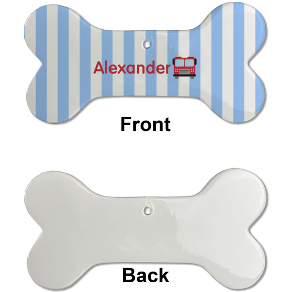 Firetruck Ceramic Flat Ornament - Bone Front & Back Single Print (APPROVAL)