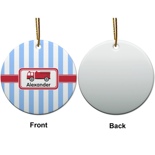 Firetruck Ceramic Flat Ornament - Circle Front & Back (APPROVAL)