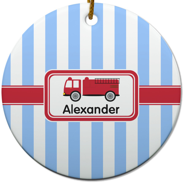 Firetruck Ceramic Flat Ornament - Circle (Front)