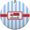 Firetruck Round Ceramic Ornament w/ Name or Text