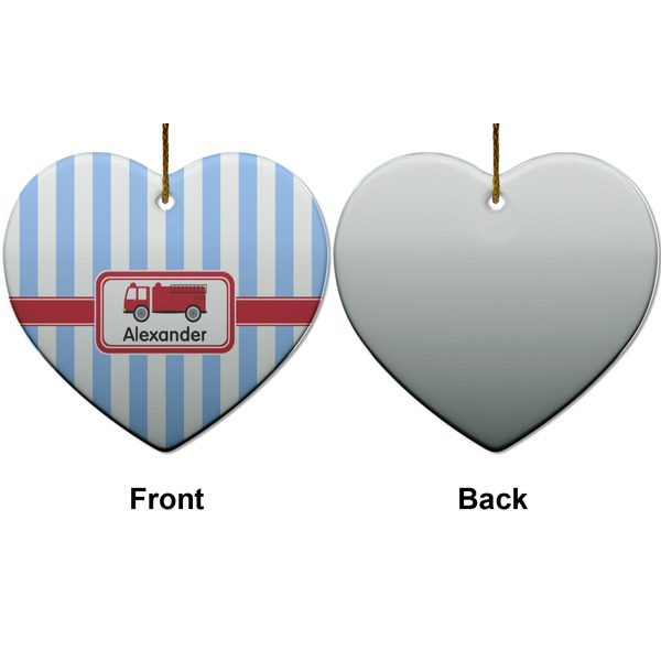 Firetruck Ceramic Flat Ornament - Heart Front & Back (APPROVAL)