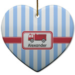Firetruck Heart Ceramic Ornament w/ Name or Text