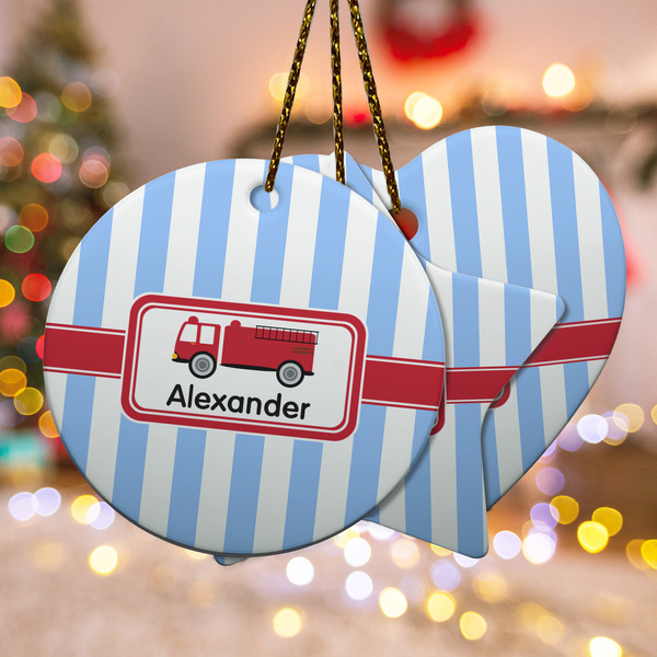 Custom Firetruck Ceramic Ornament w/ Name or Text