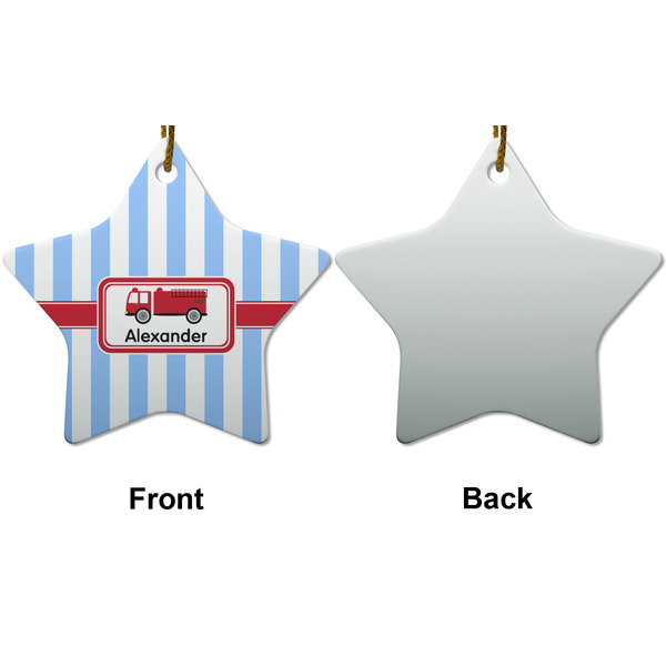Firetruck Ceramic Flat Ornament - Star Front & Back (APPROVAL)