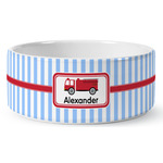 Firetruck Ceramic Dog Bowl (Personalized)