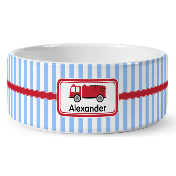 Custom Firetruck Ceramic Dog Bowl (Personalized)