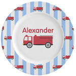 Firetruck Ceramic Dinner Plates (Set of 4) (Personalized)