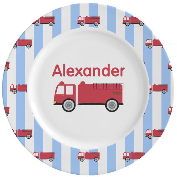 Custom Firetruck Ceramic Dinner Plates (Set of 4) (Personalized)