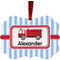 Firetruck Metal Frame Ornament - Double Sided w/ Name or Text
