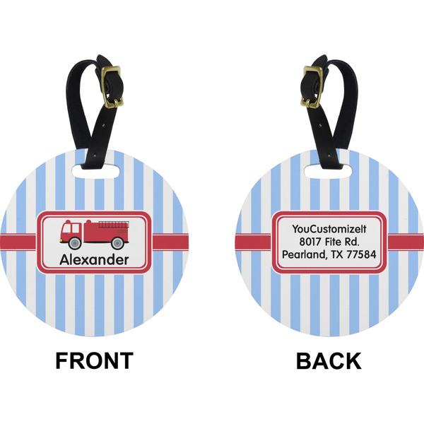 Firetruck Circle Luggage Tag (Front + Back)