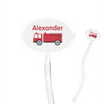 Firetruck 7" Oval Plastic Stir Sticks - Clear (Personalized)