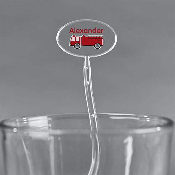 Firetruck Clear Plastic 7" Stir Stick - Oval - Main