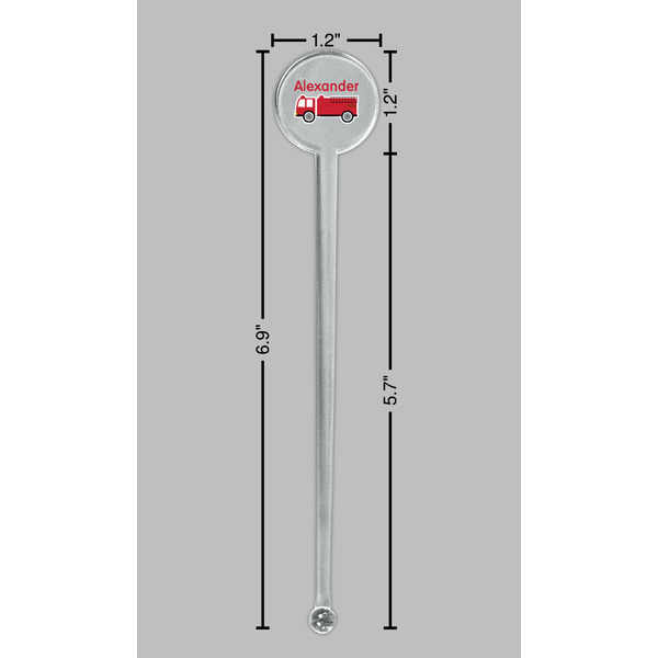 Firetruck Clear Plastic 7" Stir Stick - Round - Dimensions