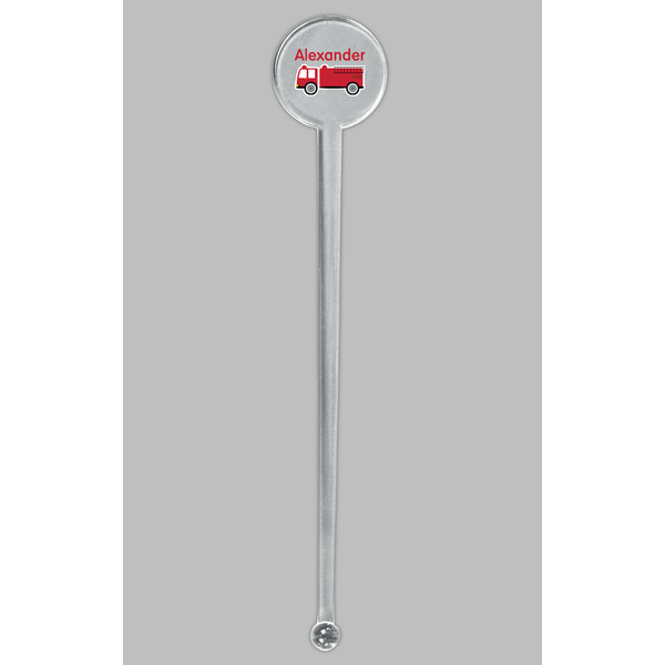 Firetruck Clear Plastic 7" Stir Stick - Round - Single Stick