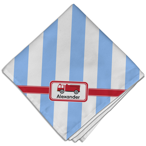 Custom Firetruck Cloth Dinner Napkin - Single w/ Name or Text