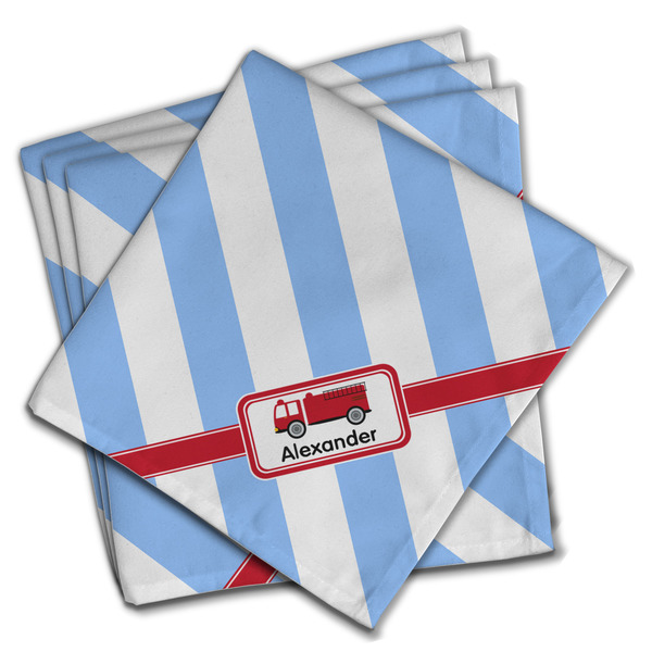 Firetruck Cloth Napkins - Personalized Dinner (PARENT MAIN Set of 4)