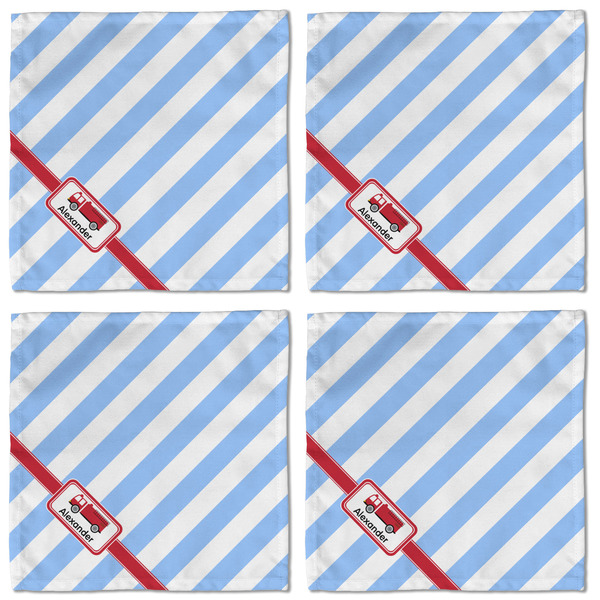 Firetruck Cloth Napkins - Personalized Lunch (APPROVAL) Set of 4