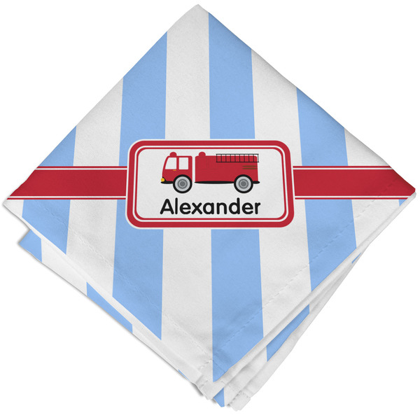 Firetruck Cloth Napkins - Personalized Lunch (Folded Four Corners)