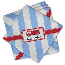 Firetruck Cloth Cocktail Napkins - Set of 4 w/ Name or Text