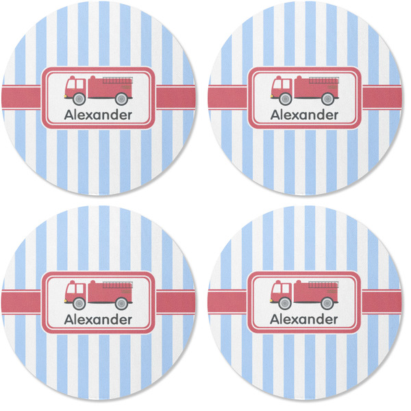 Firetruck Coaster Round Rubber Back - Apvl