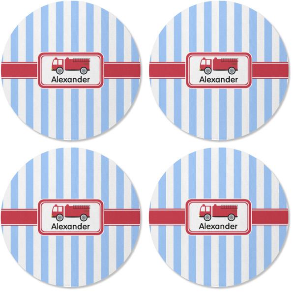 Firetruck Coaster Round Rubber Back - Apvl