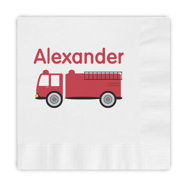 Custom Firetruck Embossed Decorative Napkins (Personalized)