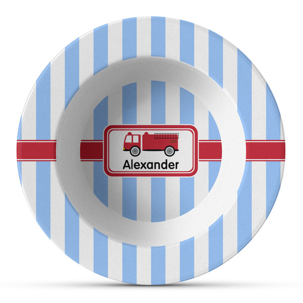 Custom Firetruck Plastic Bowl - Microwave Safe - Composite Polymer (Personalized)