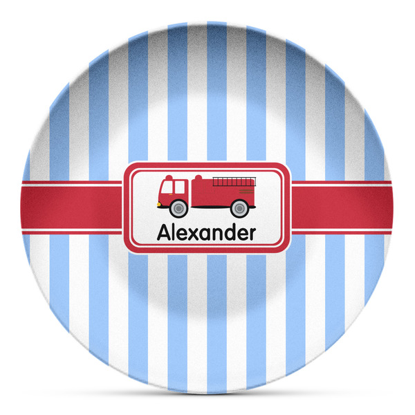 Custom Firetruck Microwave Safe Plastic Plate - Composite Polymer (Personalized)