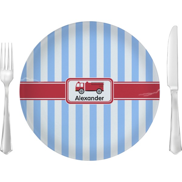 Custom Firetruck 10" Glass Lunch / Dinner Plates - Single or Set (Personalized)