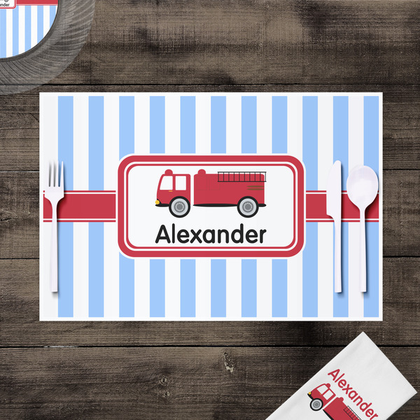 Firetruck Disposable Paper Placemat - In Context