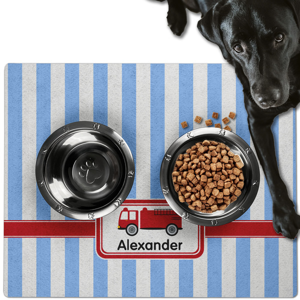 Custom Firetruck Dog Food Mat - Large w/ Name or Text
