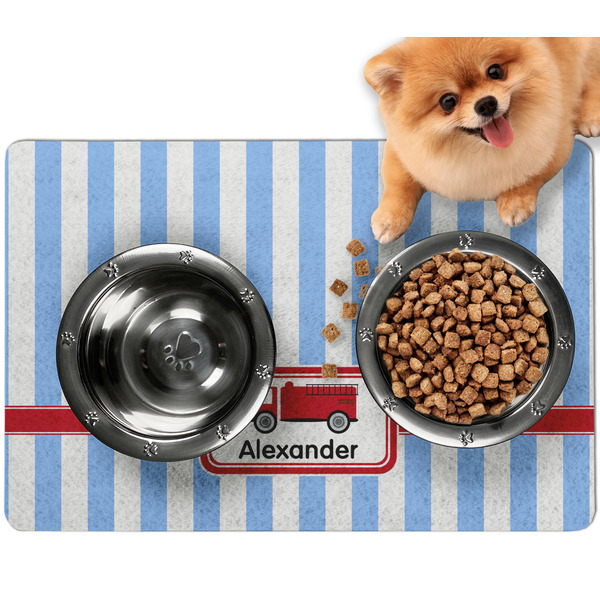 Custom Firetruck Dog Food Mat - Small w/ Name or Text