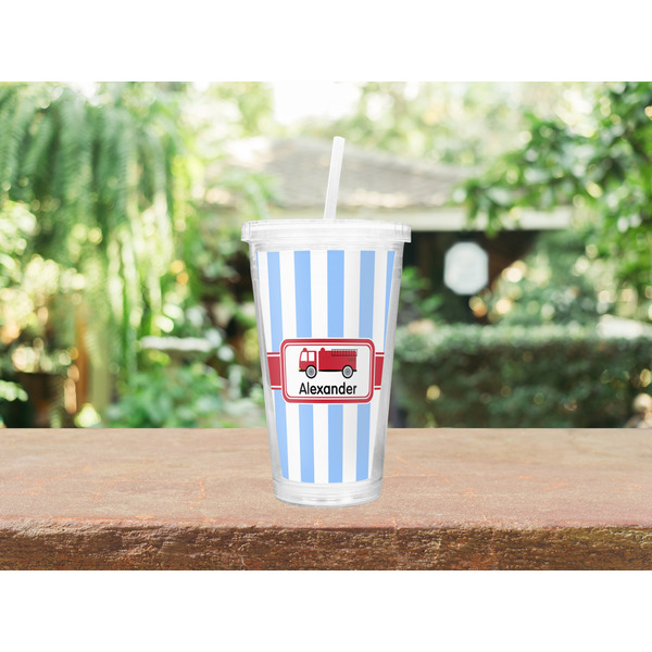 Firetruck Double Wall Tumbler with Straw Lifestyle