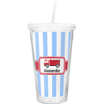 Firetruck Double Wall Tumbler with Straw (Personalized)