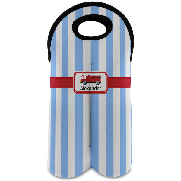 Custom Firetruck Wine Tote Bag (2 Bottles) (Personalized)