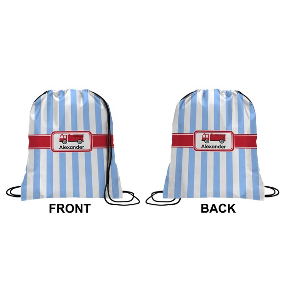 Firetruck Drawstring Backpack Front & Back Small