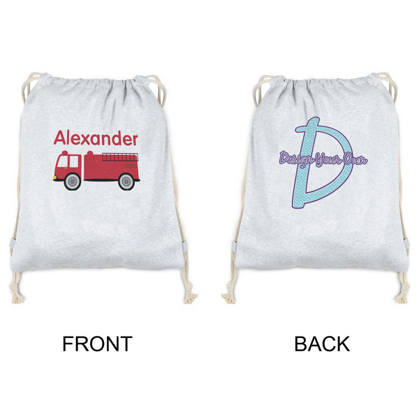 Firetruck Drawstring Backpacks - Sweatshirt Fleece - Double Sided - APPROVAL