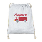 Firetruck Drawstring Backpack - Sweatshirt Fleece - Double Sided (Personalized)