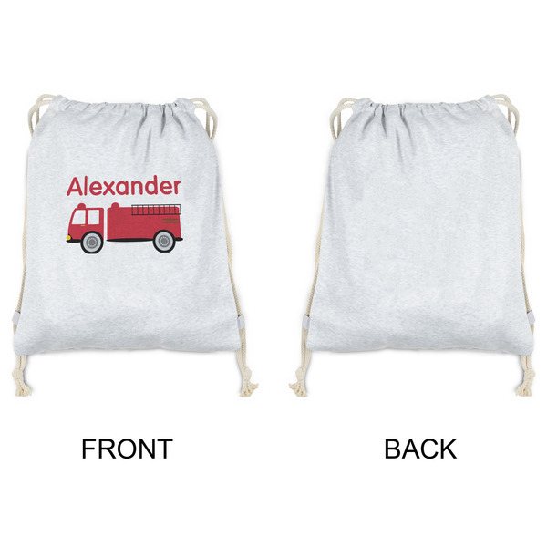Firetruck Drawstring Backpacks - Sweatshirt Fleece - Single Sided - APPROVAL