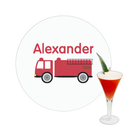 Firetruck Printed Drink Topper -  2.5" (Personalized)