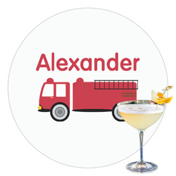 Firetruck Printed Drink Topper - 3.5" (Personalized)