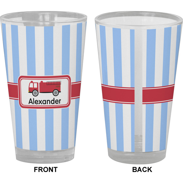 Firetruck Pint Glass - Full Color - Front & Back Views